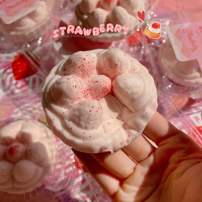 Cubo de Leche con Sabor a Cereza y Fresa, Juguete Sensorial de Levadura de Pan de Levantamiento Lento, Suave, para Aliviar el Estrés y la Ansiedad, Regalo para Niños y Adultos con TDAH