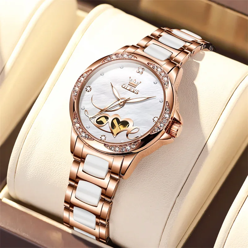 High Quality Automatic Movement Woman Watch Luxury Skeleton Mechanical Wristwatch Reloj Mujer Ceramic Strap Watches for Women