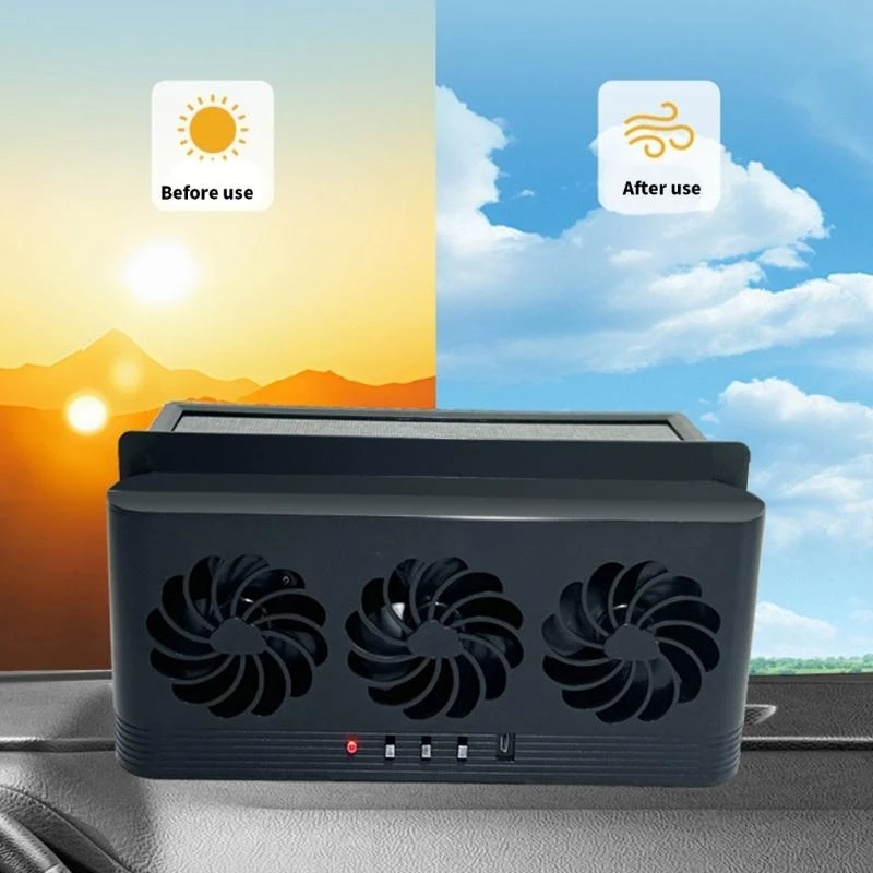 

Auto Air Vent Fan Ventilation Radiator Car Cooling Fan Front Rear Window Exhaust Fan USB Charging Battery Solar Powered .X7AE