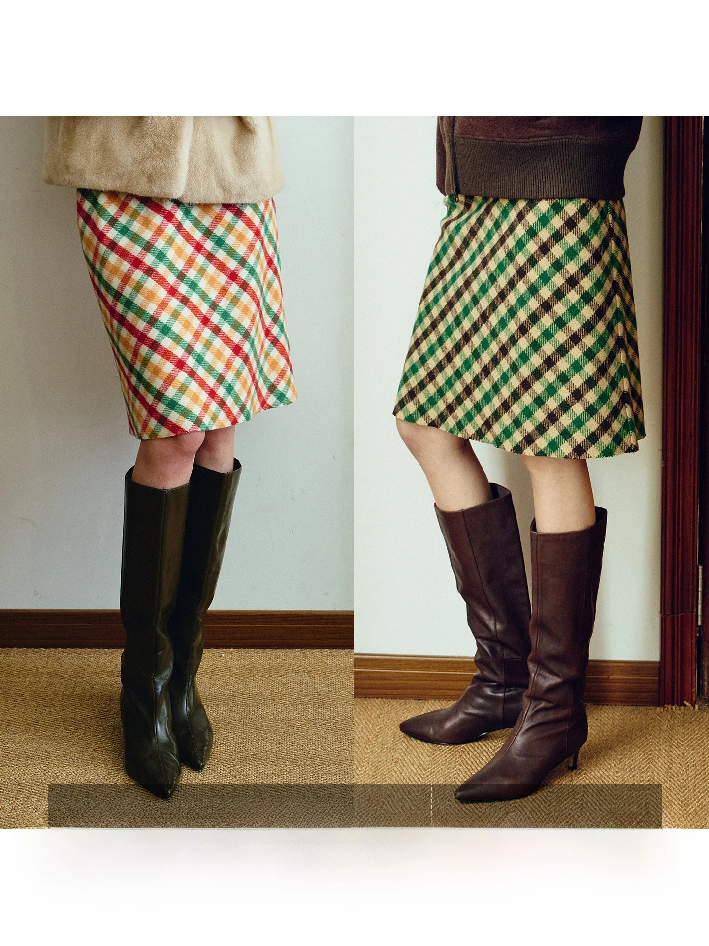 

Комплект Ayuko: высококачественный шерстяной твидовый костюм с цветными вставками, юбка и повседневные брюки, женская модная коллекция, зимняя коллекция