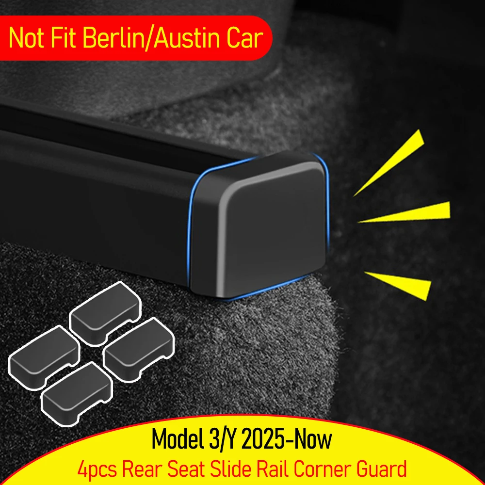 4 Underseat Protector for Tesla Model 3 Y Juniper 2025 2026 Rear Seat Slide Rail Plug Track Cover Kids Anti-scratch Accessories