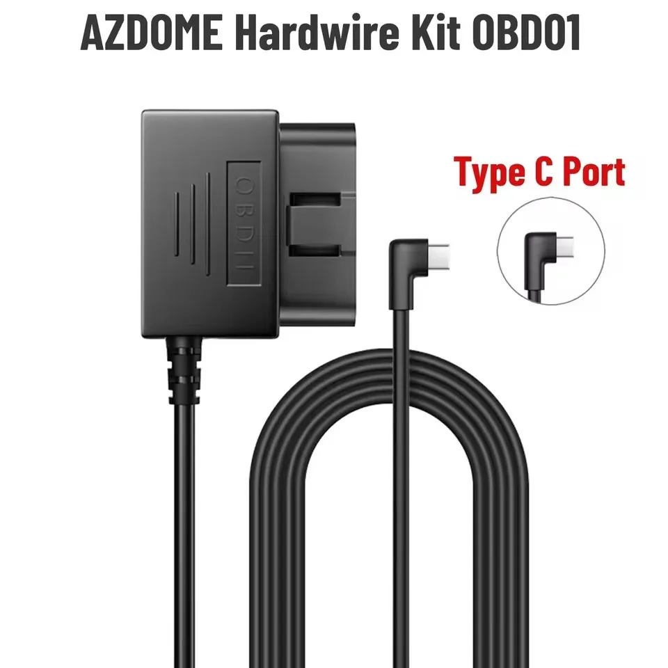 AZDOME Hardwire Kit OBD for AZDOME M550 Pro/M550 MAX/M580/M300S/GS63H Pro Dash Cam Parking Cable Type C Port 24H Parking Monitor