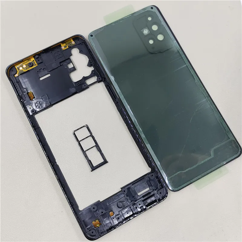 Full Housing for Samsung Galaxy M51 M515F Phone Housing Middle Frame+Battery Back Cover Case Rear Door with Camera Lens