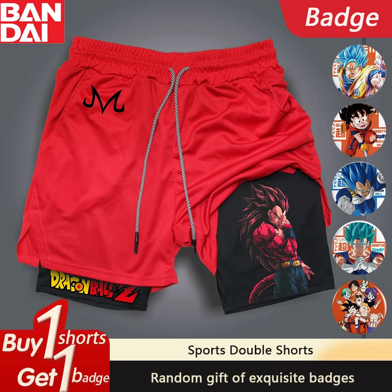 

Dragon Ball Classic Anime Peripheral GOKU Printed Double-layer Shorts Men's Summer Loose Sports Breathable Five-Point Pants