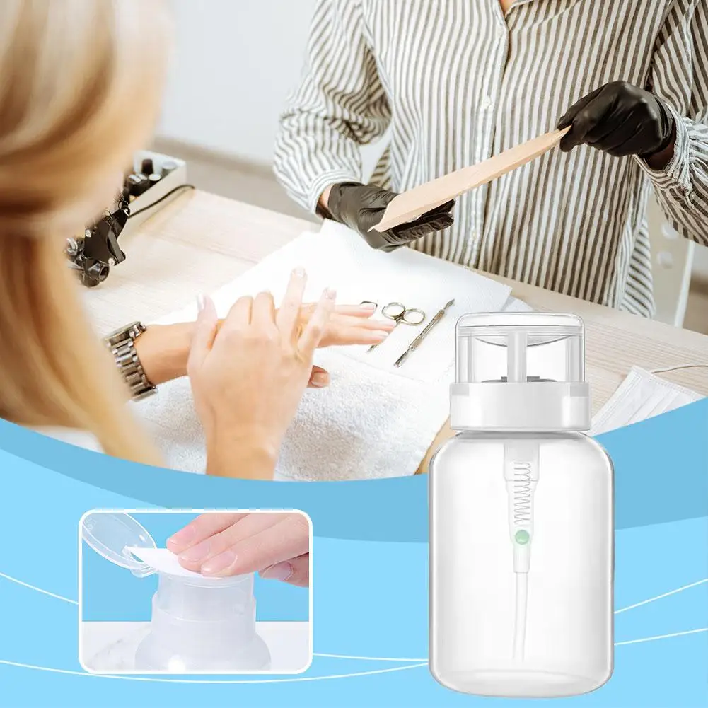 Bottiglie riutilizzabili per unghie da 200 ml Dispenser con pompa a pressione vuota Strumento per unghie artistico Detergente per rimozione smalto Bottiglia per manicure per trucco W2z1