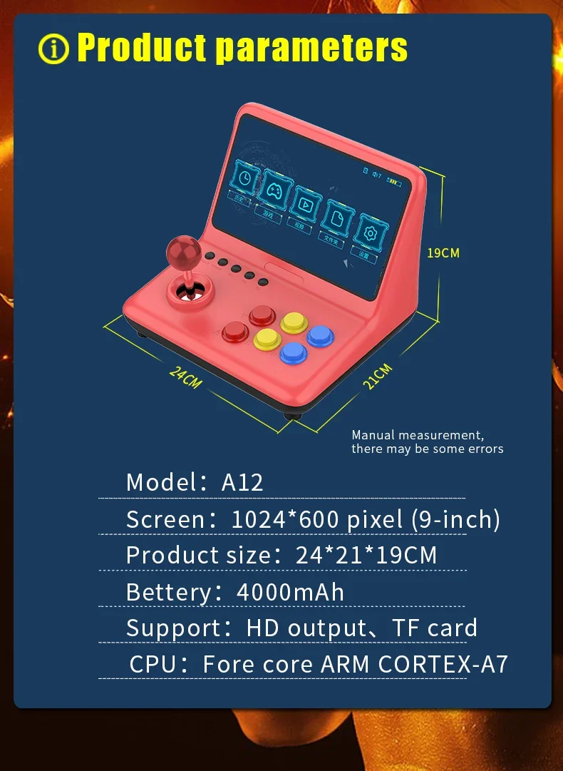 A12 64GB 9inch joystick arcade A7 architecture quad-core CPU simulator video game console new game children's gift