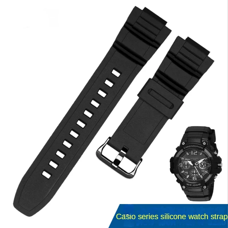 For Casio 5434 MCW-100H W-S220 Waterproof Sweat-Proof Soft Comfortable Men Watchband Accessories16mm Silicone Watch Strap