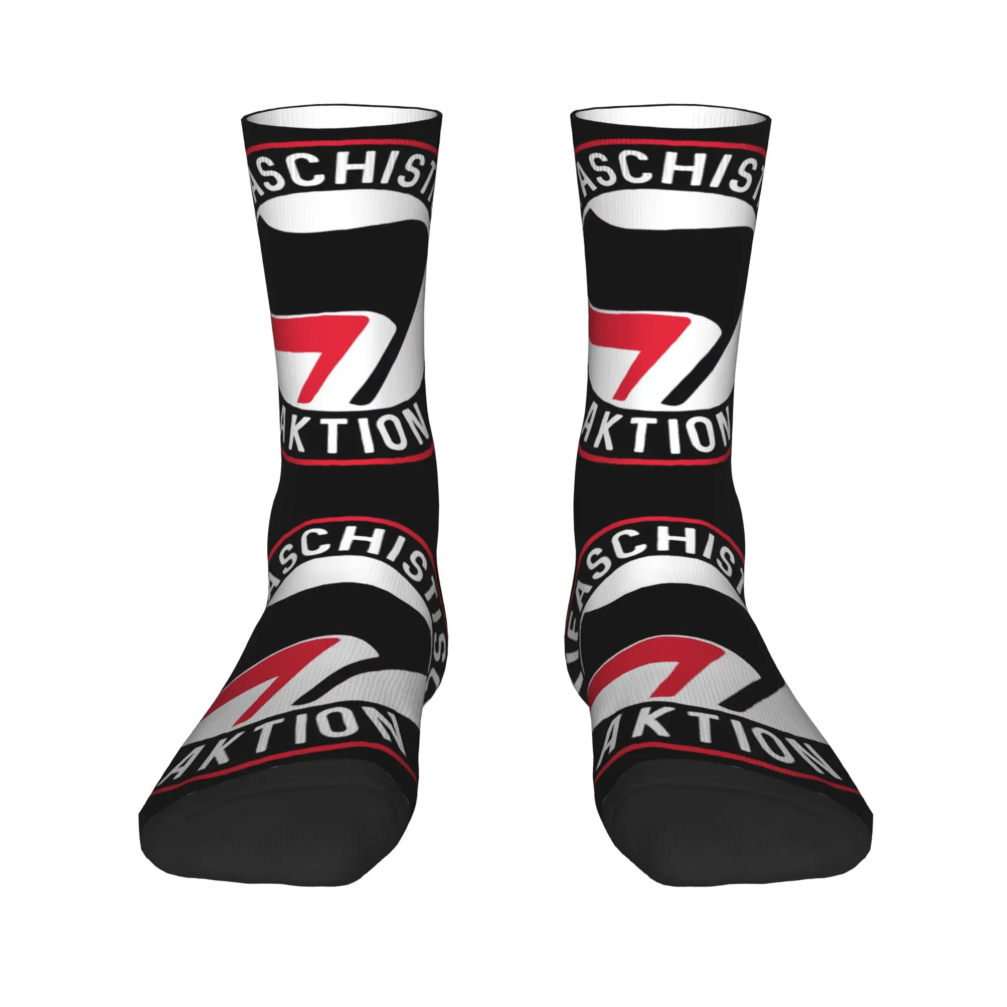 

Fashion Men's Antifaschistische Aktion Antifa Dress Socks Unisex Breathbale Warm 3D Printing Crew Socks