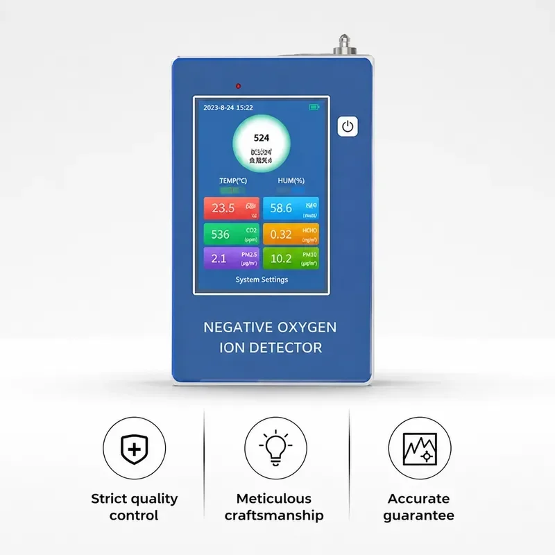 High Precision Portable Air Quality Monitor PM2.5 Formaldehyde Temperature Humidity Detector Negative Oxygen Ion Tester