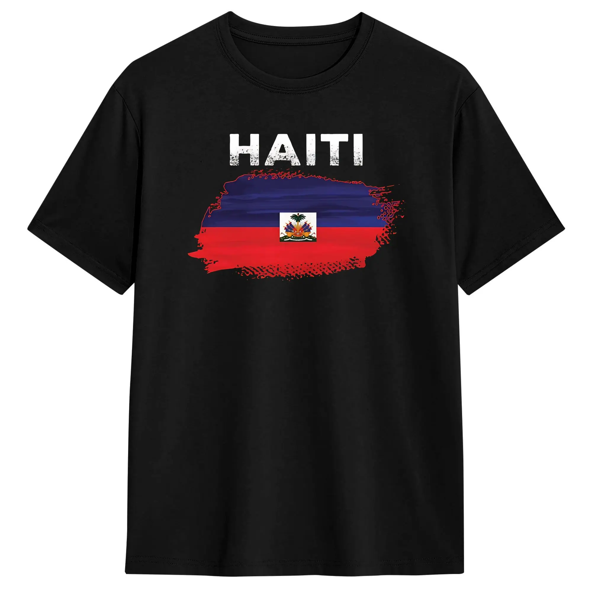 Haiti Flag Haitian T Shirt for Men Pure Cotton Novelty T-Shirts Crewneck  Tee Shirt Short Sleeve Clothes Gift Idea