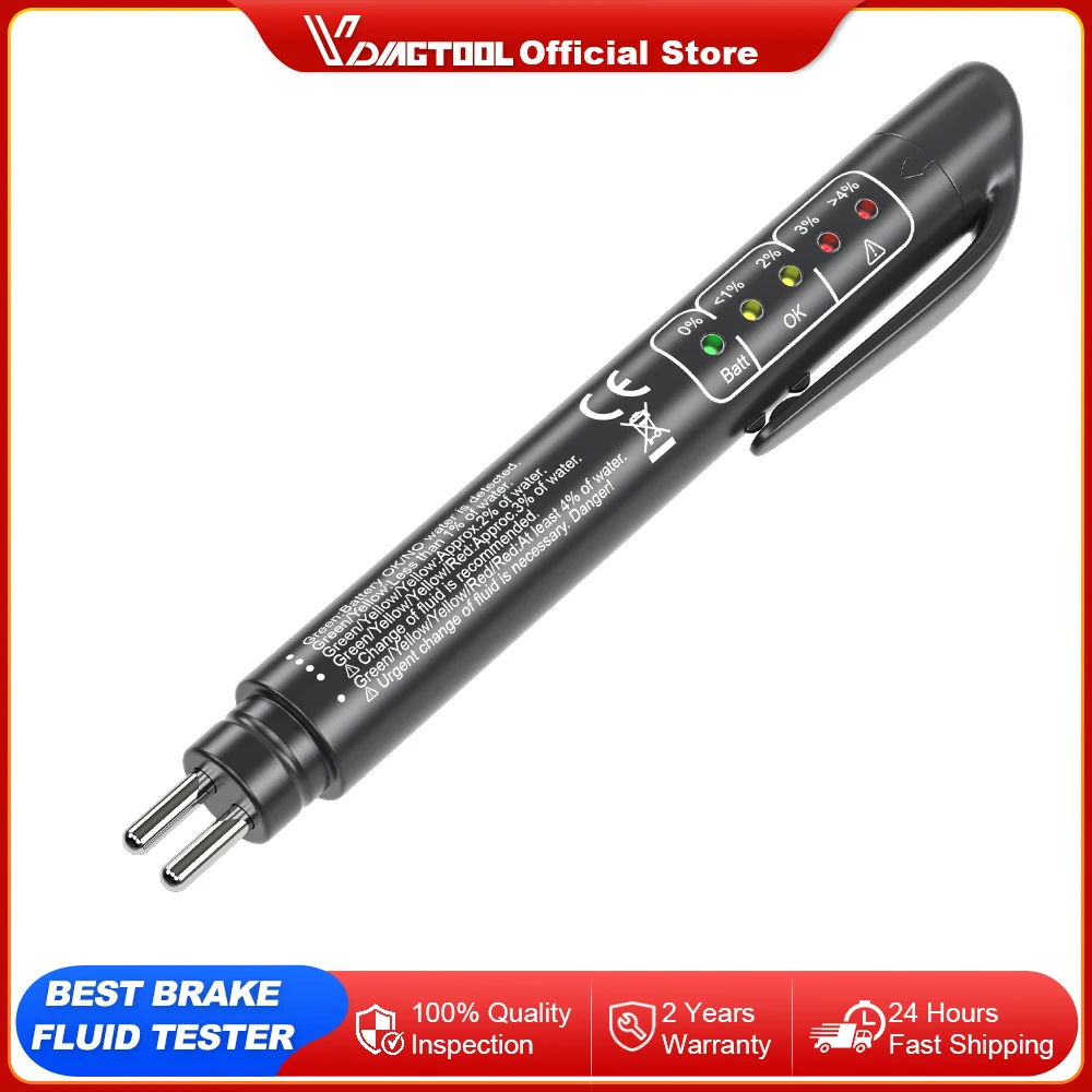 2024 Newest Brake Fluid Tester For DOT3/DOT4/DOT5 Brake Oil Test Pen With 5LED Indicator Car Oil Moisture Detector