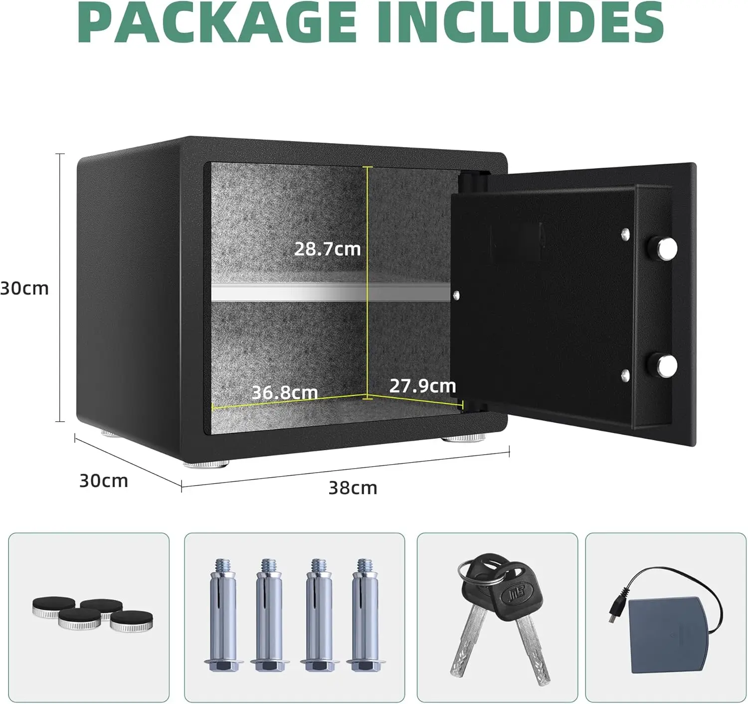 Biometric Fingerprint Safe - 1.2 Cubic Feet, Home Safe Box with Digital Keypad, Steel Lock Box for Home, Office and Hotel