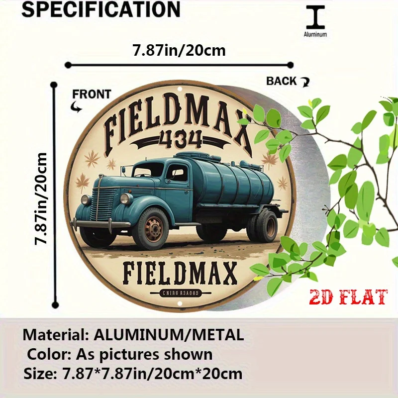 2D Flat, Farm Equipment ,  Design Metal Vintage Emblem Rustic Metal Wall Art, Classic Truck ,Wall Decor Signs for Home, Garage