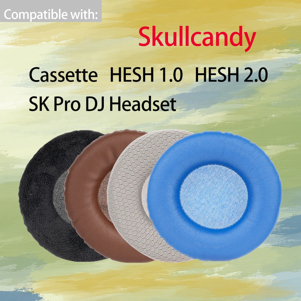 Almohadillas para auriculares Skullcandy Cassette HESH 1,0/2,0, auriculares SK Pro DJ, almohadillas de espuma de repuesto, cubierta marrón y azul