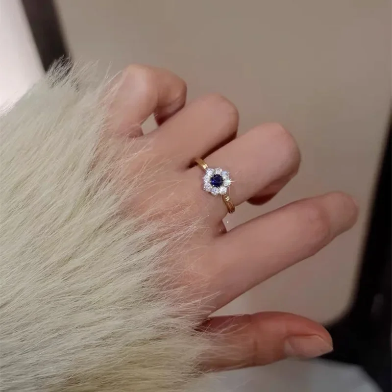 

NEWS925 Silver Ring Spring/Summer NEWStyle 4.0mm Blue Sunflower Fashion Ring