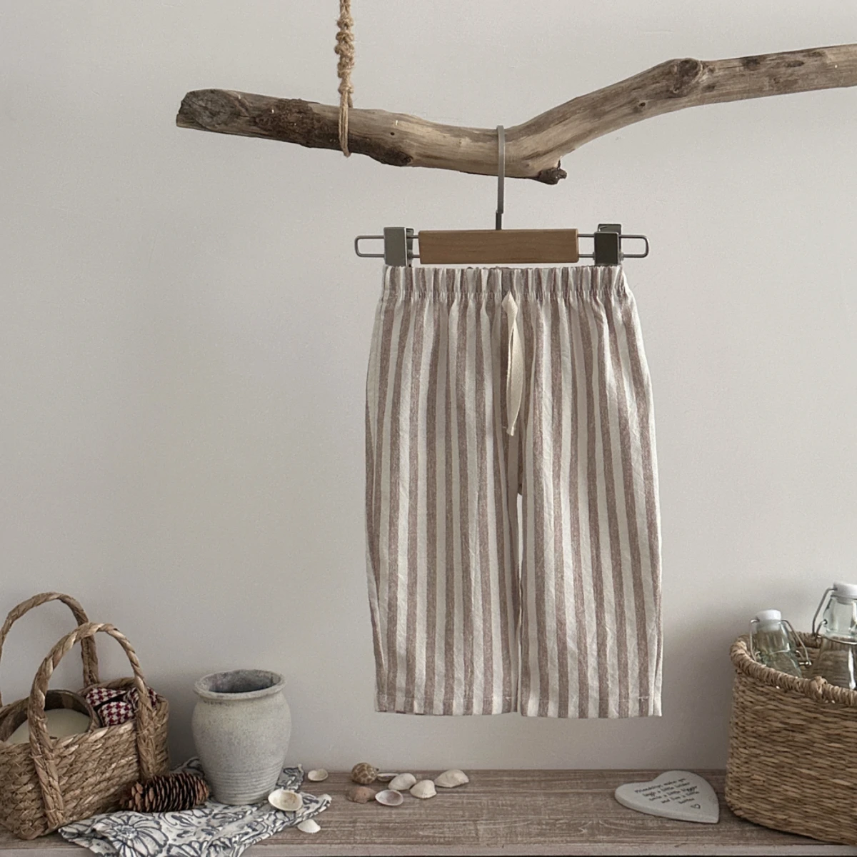 Unisex-Linienhose für Babys, 3-teiliges Set, lockere Hose mit Kordelzug und elastischem Bund, Kinderhose für Frühling und Sommer, ideal für den täglichen Gebrauch. – Detail 7