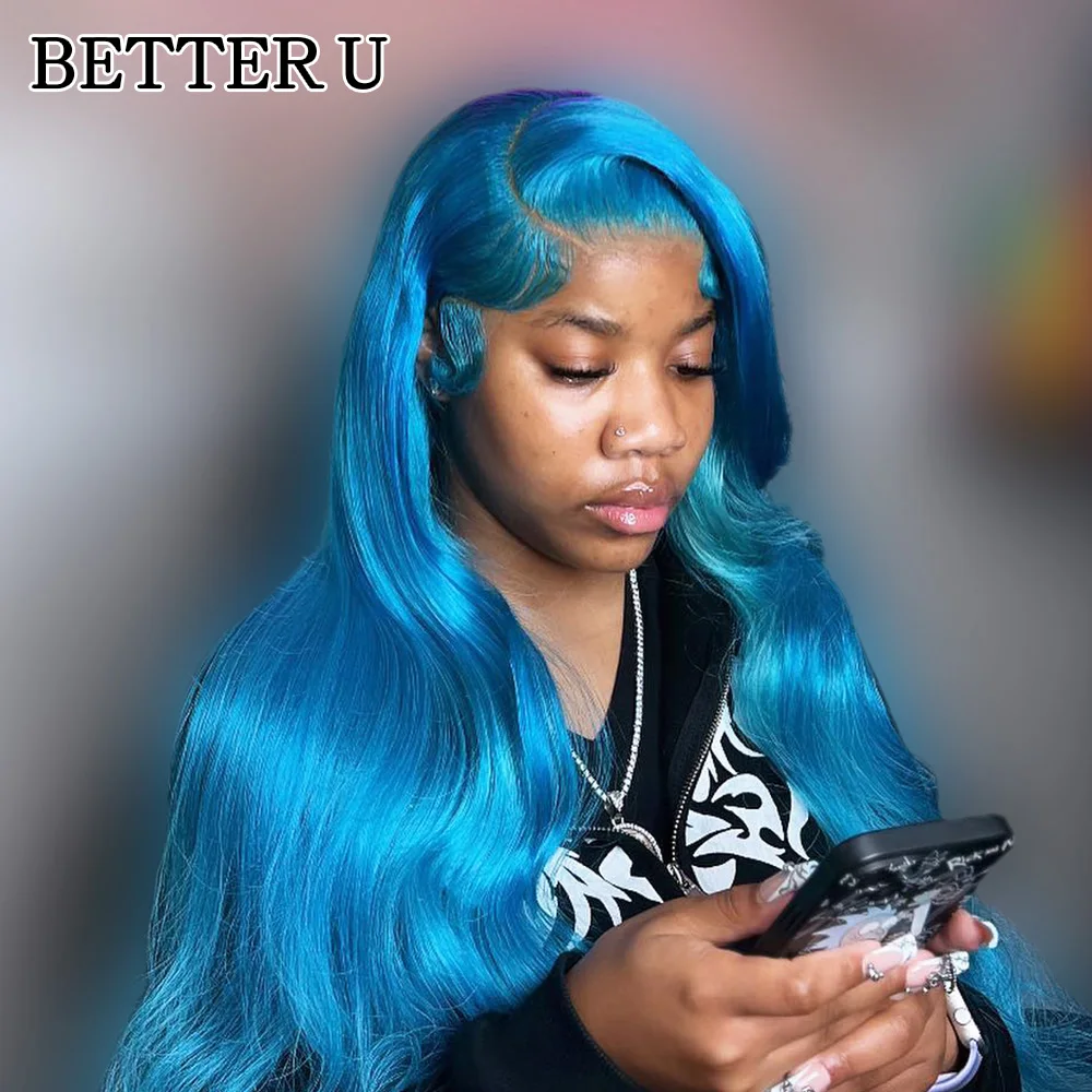 

Blue 13x6 Human Hair Wig body wave 13x4 Lace Front Wig 613 Colored Pre-plucked Baby Hair Lace Front Wig 250 density