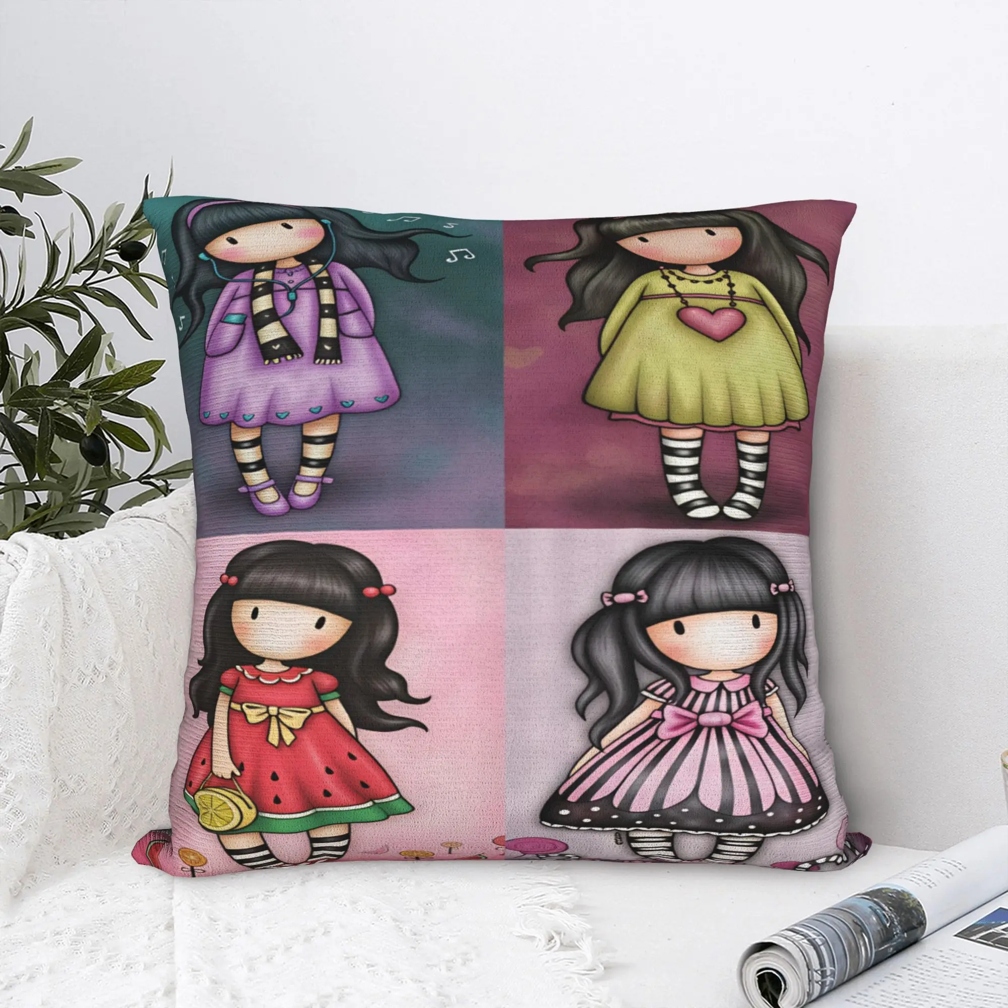 Pillow Cover Cartoon Girl Santoro Gorjuss  Kawaii Pillow Case For Sofa Car Home Decor Pillowcases