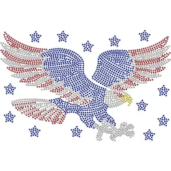 1pc Flag Eagle Iron on Rhinestone Stickers Hotfix Transfer Decal Presidents Day Clear Bling Patch Patriotic Iron on Appliques