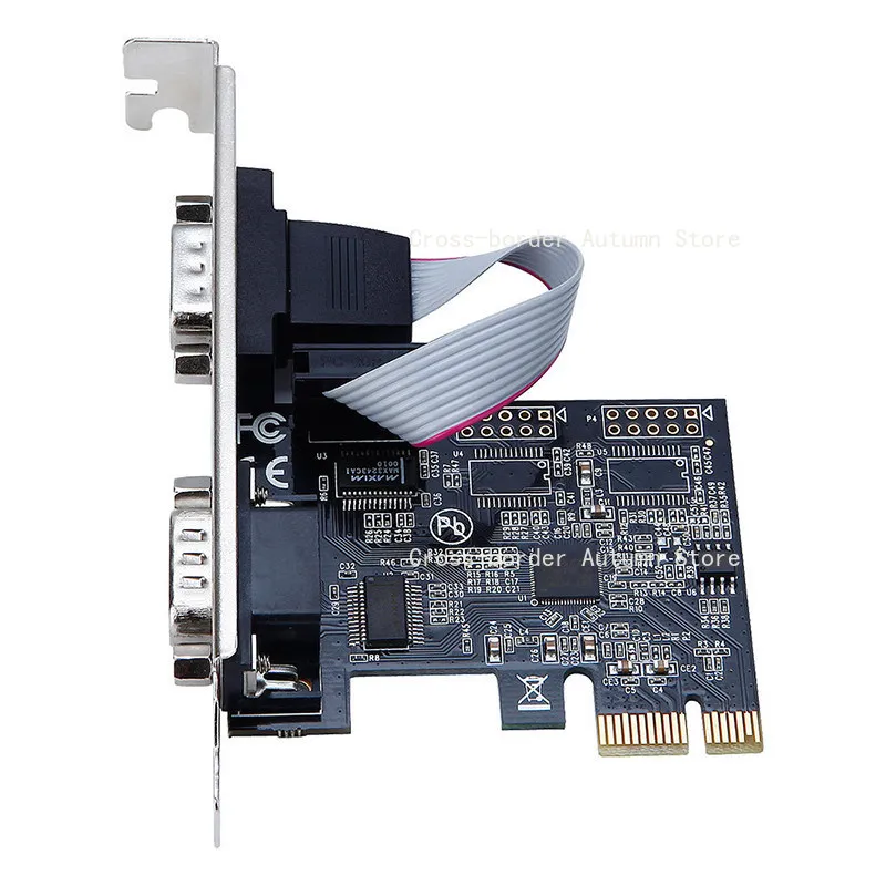 PCI-E to RS232 Dual Serial Port Card PCIe to 9 Pin COM Port Adapter for Desktop Computer Engraving Machine