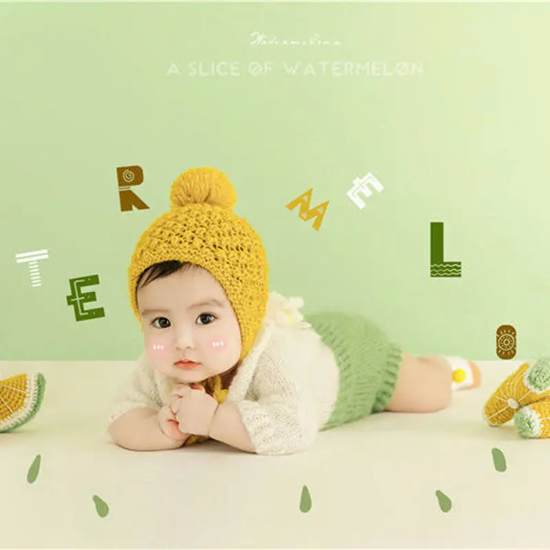 Newborn Photography Clothing Studio 100 Day Baby Photography Half Year Old Baby Photography Hami Melon Knitted Theme Clothing