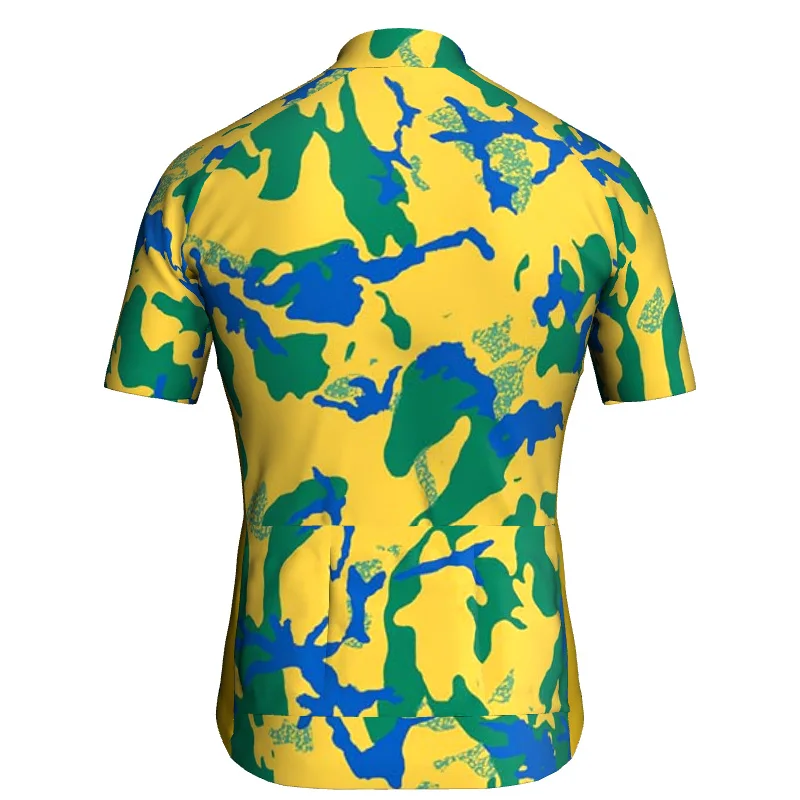 Summer Bike Shirt Wear Short Sleeve Yellow Clothes Cycling Road Jersey Motocross Jacket Bicycle Sweater Male Top Bib