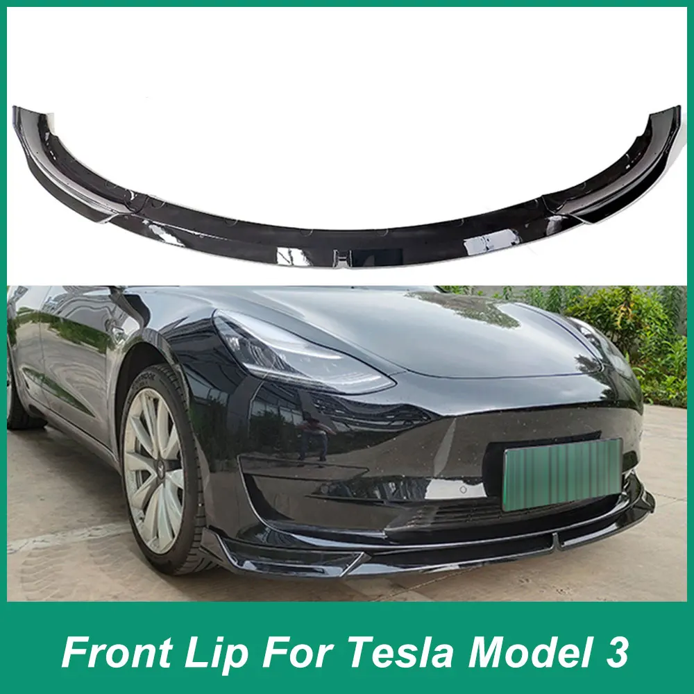 

Для Tesla Model 3 2017-2023 Защита переднего бампера Iip Разделитель для подбородка Диффузор Автомобильные аксессуары АБС-пластик Углеродное волокно