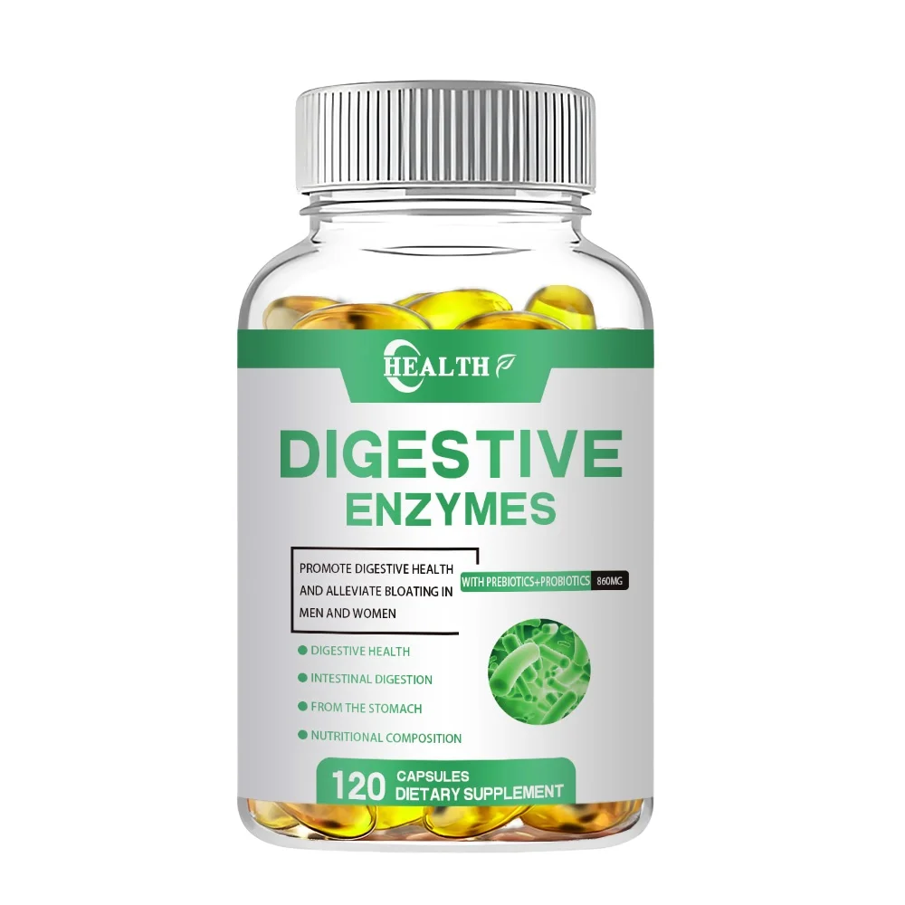 HEALTH Digestive Enzyme Capsules Supports Healthy Digestion Pancreatic Enzymes Amylase Lipase Bromelain Lactase Papain Protease