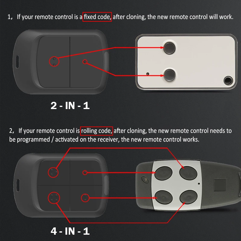 STAGNOLI Remote Control Clone Replaceable STAGNOLI VENUS AV223 KALLISTO 433.92MHz Garage Door Opener Remote Control