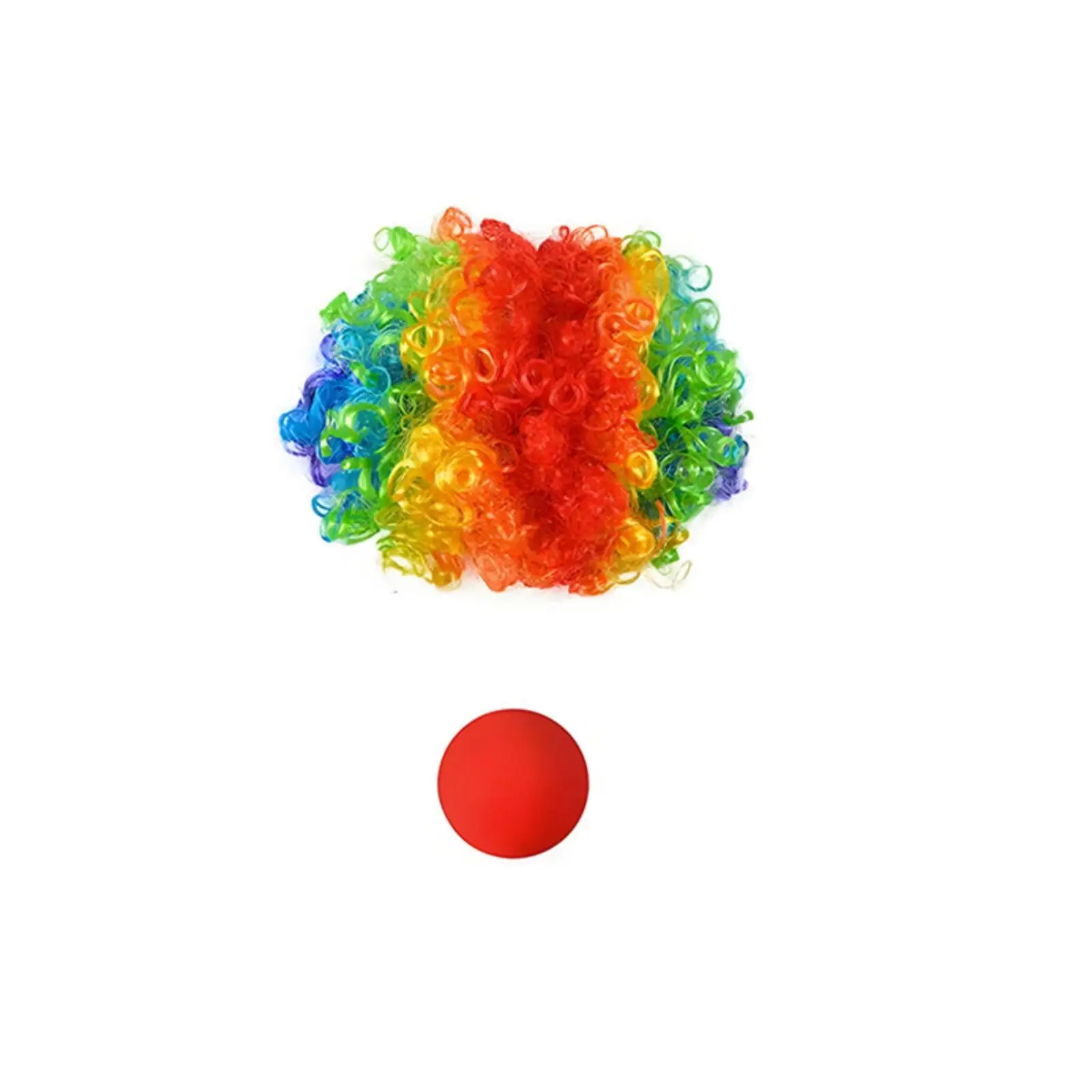 Multicolored Clown Costume Set | Comfortable, Clown hairpiece with Nose, Rainbow, for Halloween
