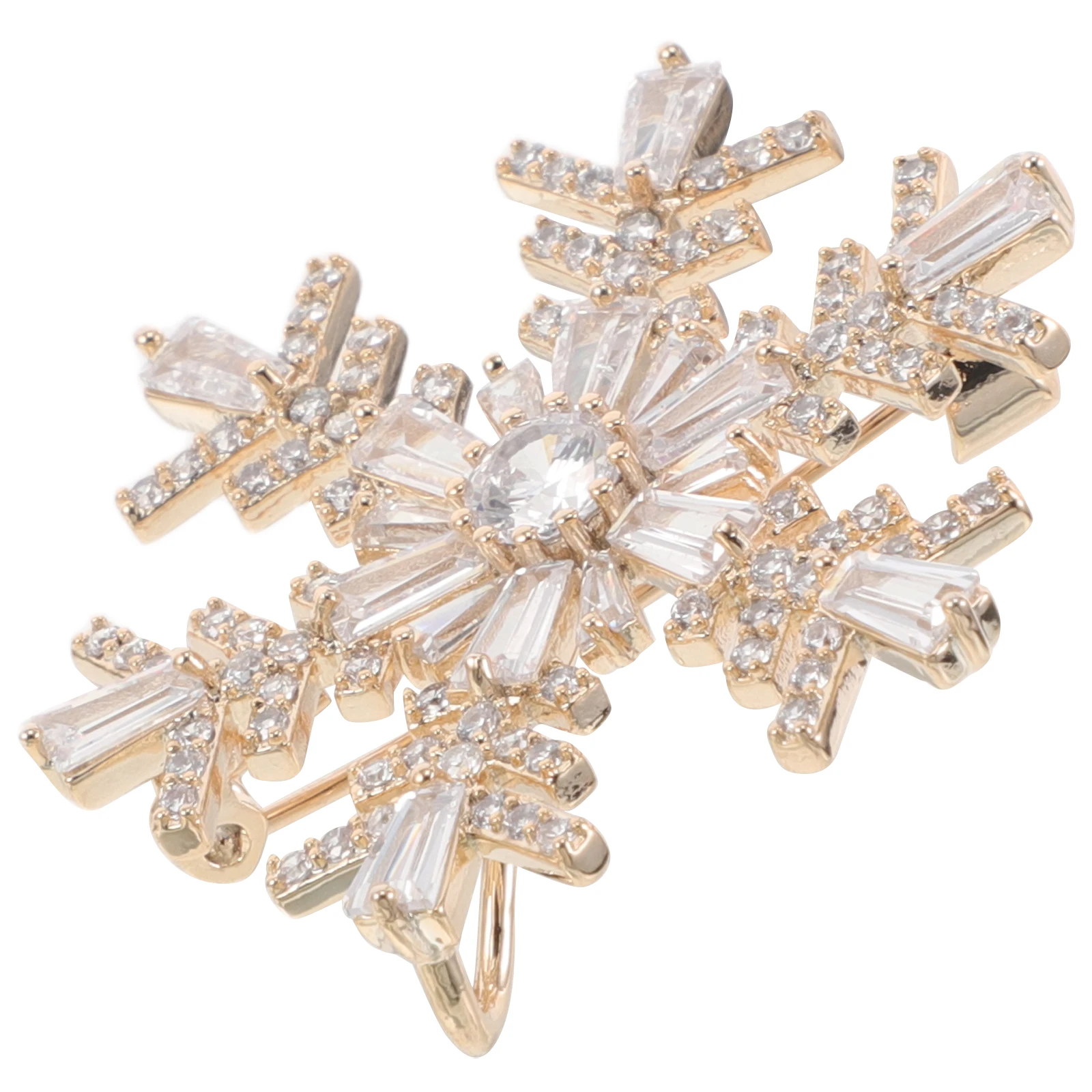 

Christmas Snowflake Brooch Elegant Rhinestone Lapel Pin For Wedding Coats Dresses Lightweight Chic Decorative
