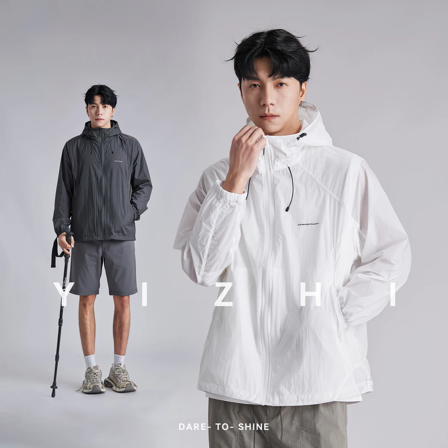 Men's UPF50+ Hooded Sun Protection Jacket Summer Quick Dry Ultra-Thin Breathable Loose Outdoor Skin Coat