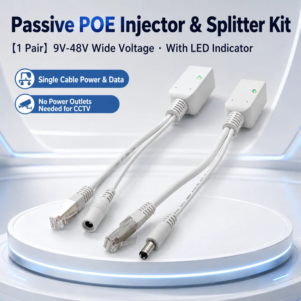 Gigabit PoE Injector Cable 9V to 56V Gigabit PoE Injector for WIFI/LAN Extenders with Female DC Power Connector