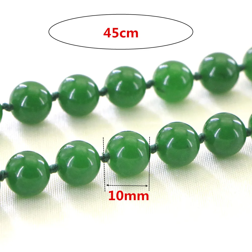 High Quality Fashion Jewelry 10mm Natural Green Chalcedony Beads Necklace Accessory Parts Fashion Jewelry Making 18\