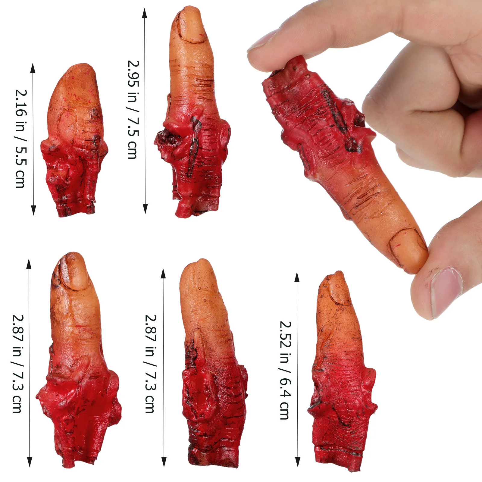10 stuks nepvingers realistisch bloed bedekt afgehakte menselijke vinger rekwisieten voor Halloween horror decor spookhuis feest donkerrood