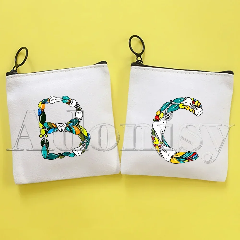 

Tooth and Dentist Korean Version Simple Coin Purse Coin Purse Female Student Canvas Cute Key Bag Mini Clutch Small Purse