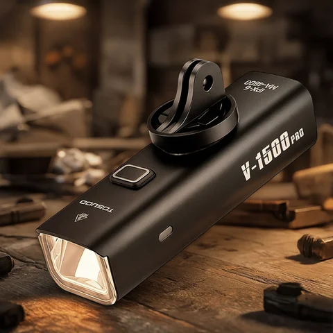 Lanterna Frontal para Bicicleta TOSUOD 1500 Lumens 4800mAh, Resistente a Respingos, Carregamento USB, Acessórios para Ciclismo