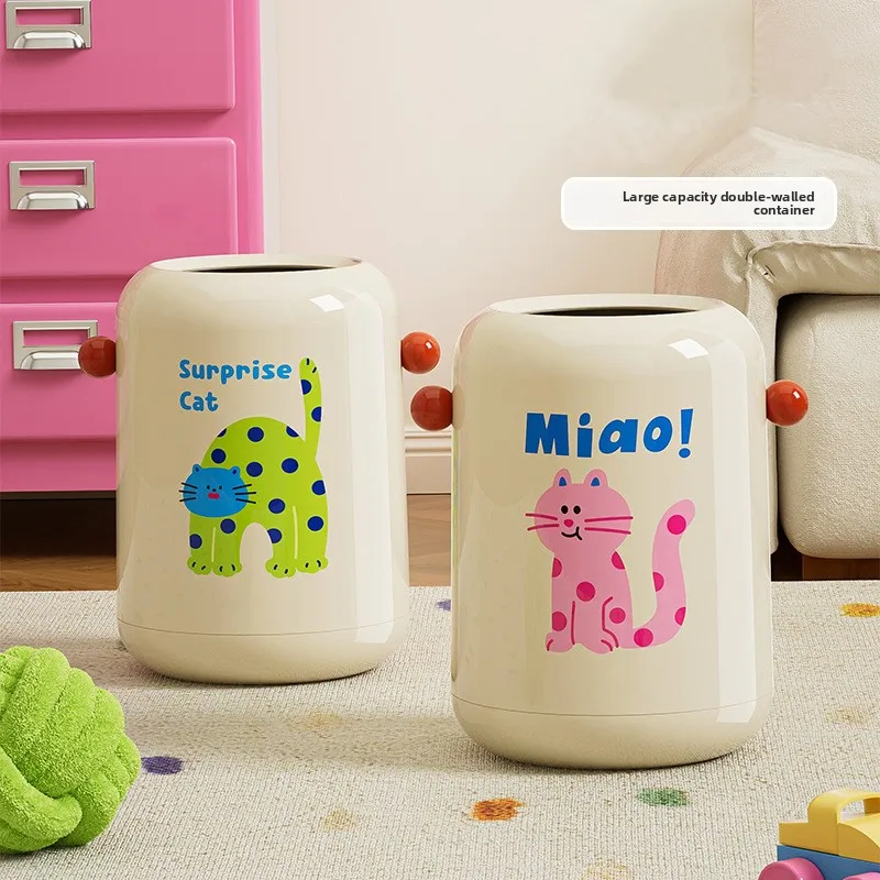 

Large Capacity Double Layer Plastic Garbage Can Luxury Feel Home Living Room Bedroom Use Big Caliber Trash Bin Family Cleanin...