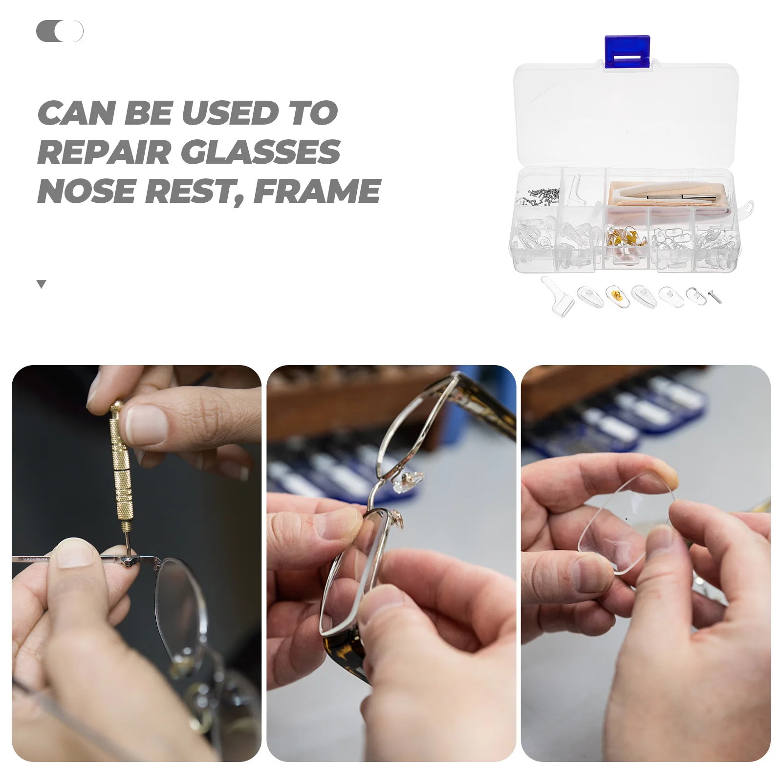 

1 set Glasses Repair Kit Eyeglass Nose Pads Screws Sunglass Accessories Screwdriver Tool Anti Slip Comfortable Fixing