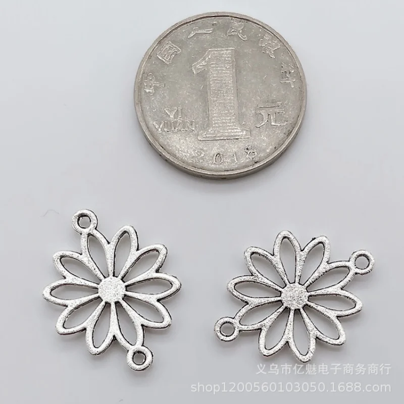 Factory Direct Sales100Pieces diy Hollow-out Double Hanging Flower Earrings Pendant Necklace Clothing Chrysanthemum Pendant