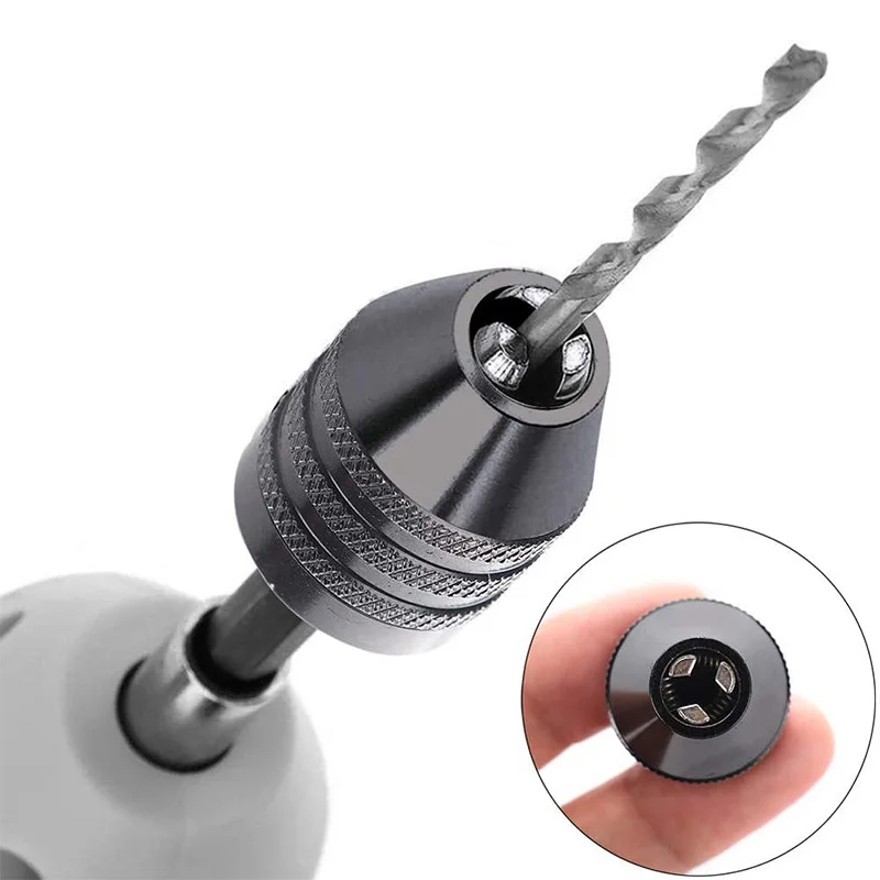 Mini Keyless Drill Chuck 0.3-8mm Self-Tighten Electric Drill Bits Collet Fixture Tools 1/4\