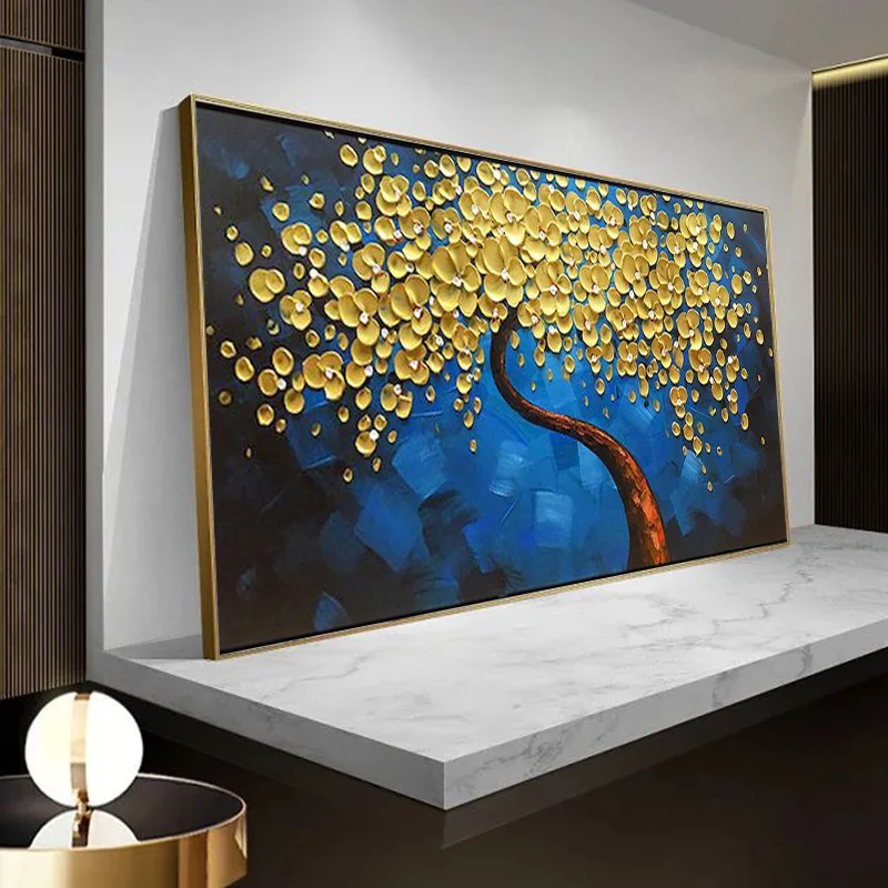 

GATYZTORY 60x120cm Painting By Number Yellow Flowered Tree Handpainted Drawing On Canvas Pictures By Numbers Kits Home Decor