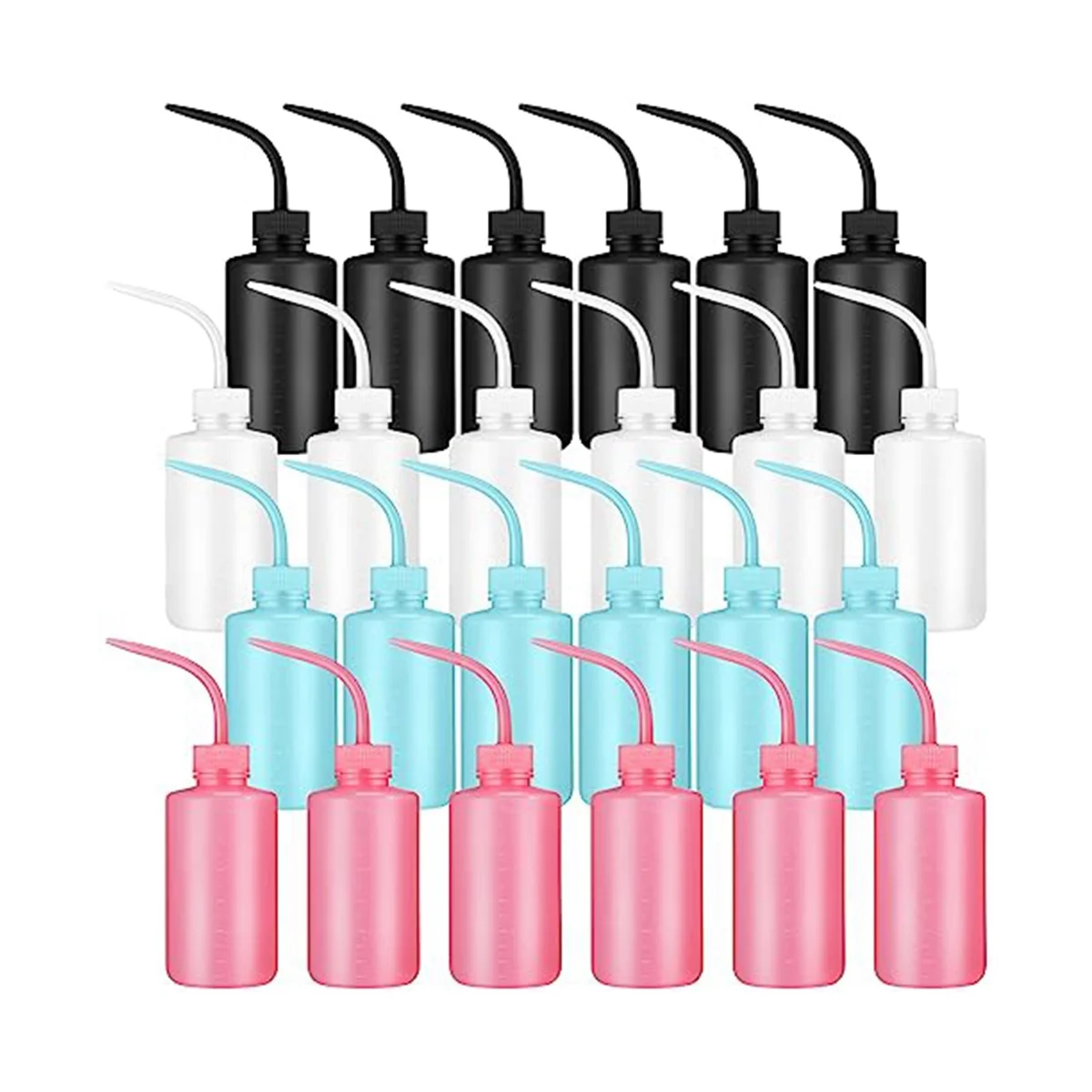 Botella exprimible para tatuajes de 24 piezas, botella de lavado de laboratorio de 250 Ml/8,5 Oz, chorro de agua de seguridad de plástico colorido