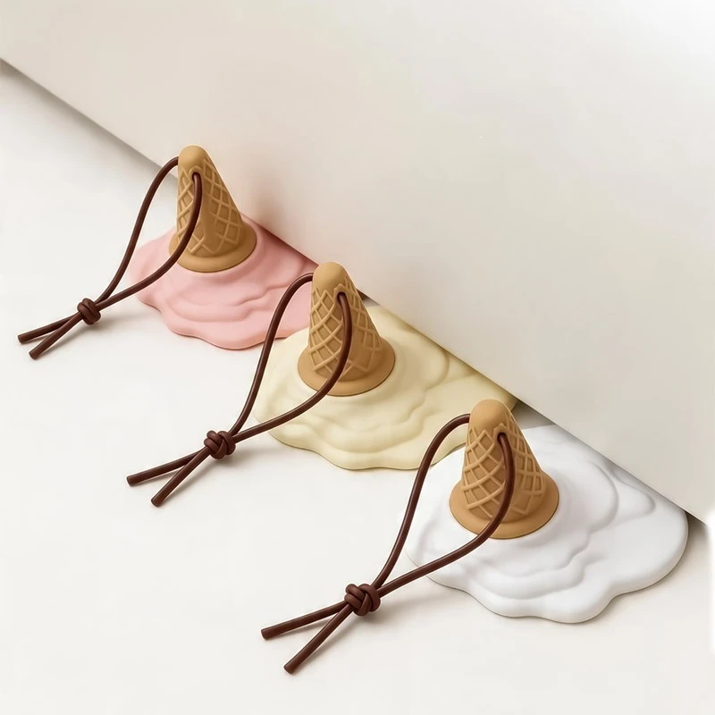 1/3pcs Ice Cream Door Bumper Sticker, dual-use suction pad, removable, protects walls & floors, ideal for living room, bedroom,