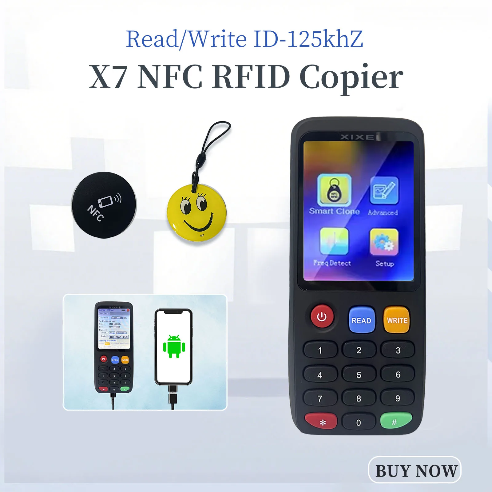 New X7 RFID  Duplicator Copier 13.56mhz Label Copy 125khz Badge Clone UID T5577 Keychain Copy Access Control System Crack