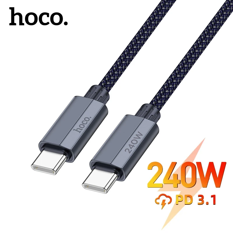 

HOCO 240W USB C to C Cable PD3.1 Fast Charging For Macbook Pro Laptop 48V5A PD Wired Cord For Sasmusng S23 S24 Type C Data Cable