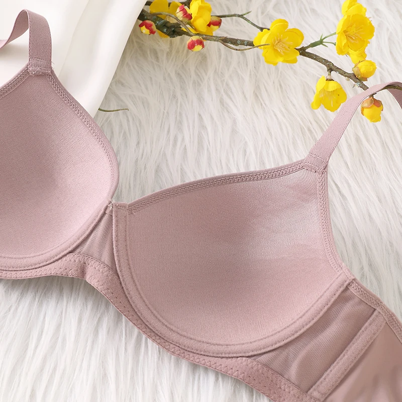 1pcs Simple Solid T-Shirt Bras Comfy & Breathable Push Up Bra Women\'s Lingerie & Underwear