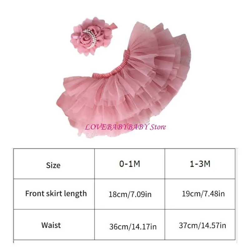 رضع تول تنورة Hairband 0-3 أشهر من التصوير الفوتوغرافي الدعائم حديثي الولادة بدلة دش 4xBC #6