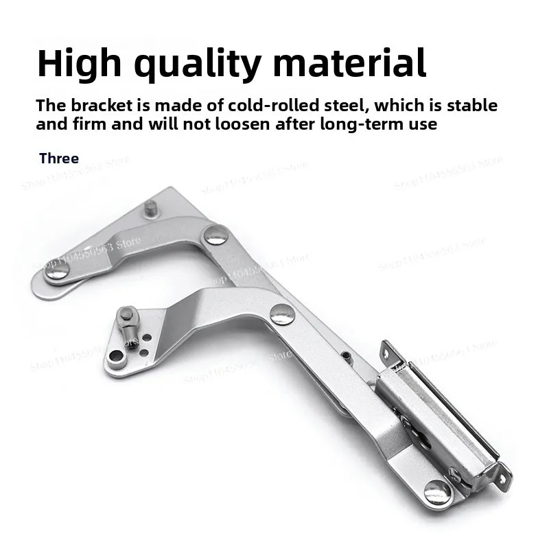 Cabinet door rising door support frame translation lifting up and down air support rod upper door tie hydraulic connector view 3