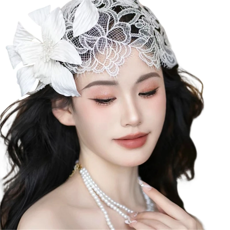 Fascinator Party Flower Veil Lace Headbands Hat Headwear for Various Hairstyles Dropshipping